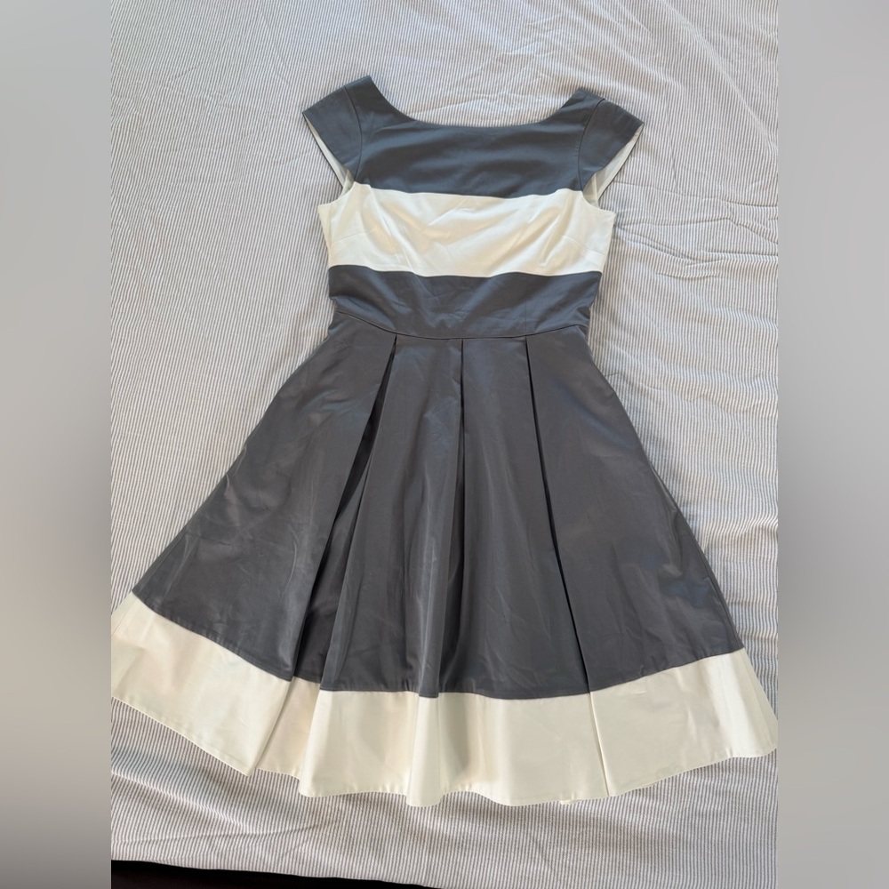 KATE SPADE size 6 Grey and Cream Striped Audette Dress with pockets - Picture 13 of 14